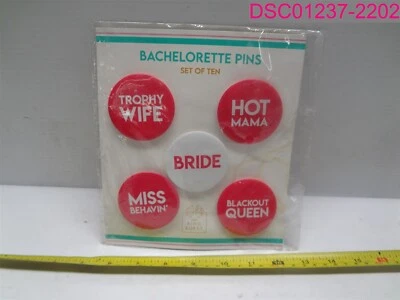 Juego de 10; prendedores de despedida de soltera por The Ring Boxes, rosa/blanco Foto 1 de 2