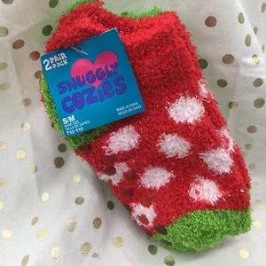 2 PAIR Snuggly Cozies Colorful Girls Socks w/No-Skid Pads. Shoe Size 7.5-1.5 S/M - Picture 1 of 3
