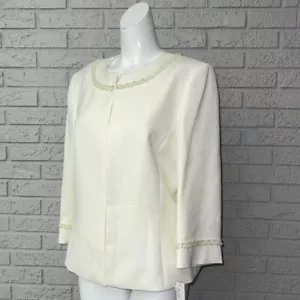 Alex Marie Ivory Faux Pearl Jacket Size 12 NWT - Picture 1 of 7