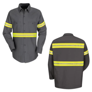 Red Kap Enhanced Visibility Hi Vis Reflective Work Towing Uniform Shirts LS - Picture 1 of 60