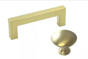 Perilla redonda Barra cuadrada Tirador Cocina/Baño Gabinete Herrajes Latón Dorado Mate - Imagen 1 de 12