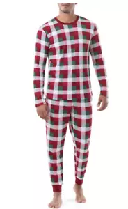 Pigiama Uomo XL Rosso Verde Bianco Vacanze Plaid 2 Pezzi Termico Pigiama Nuovo con etichette - Foto 1 di 6