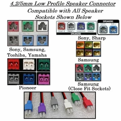 6 Universal 4,2mm Home Theater Speaker Connectors Sony-Samsung-Pioneer Many More