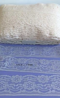 Lote de 35 flores marfil beige natural vintage con adornos de encaje de 3 pulgadas de ancho 8 yardas Foto 1 de 4