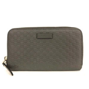 GUCCI Micro Ssima GG Logo Leather Zip AroundLong Wallet Gray/8BD1205 - Picture 1 of 8