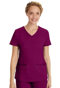 Healing Hands Scrubs Purple Label Juliet Top 2245 WINE Wine Free Shipping - Picture 1 of 6