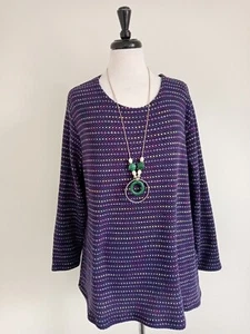 Langenlook Tunic Top Blouse Stretchy Plus size 12 14 16 18 Made in Italy Purple - Picture 1 of 10