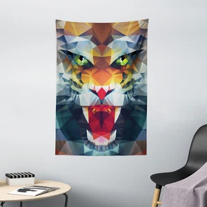 Tiger Tapestry Abstract Portrait Animal Print Wall Hanging Decor - Picture 1 of 3