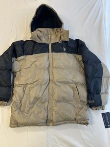 U.S. Polo Assn. Men's Fleece Lined Puffer Coat - Beige/Navy - Large - New w/ Tag - Picture 1 of 7