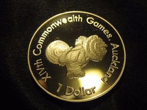 1989 New Zealand Large Proof Silver $1 Weight Lifter - Picture 1 of 1