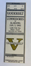 Vanderbilt  Commodores vs Alabama 1/2/93 NCAA College Basketball Ticket Stub