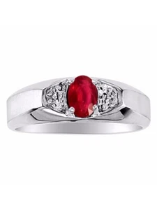 Anillo de plata 925 Rylos rubí y diamante 6x4 mm piedra preciosa piedra de nacimiento de julio - Imagen 1 de 3