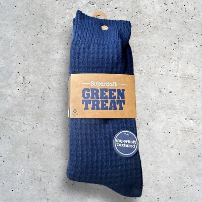 Paquete de 2 calcetines texturizados Green Treat para hombre azul marino y azul polvoriento súper suaves talla 8-12 Foto 1 de 2