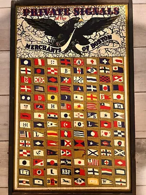 Vintage”Private Signals Of The Merchants Of Boston”Hand Painted  Sign/circa 1932 • 484.33$