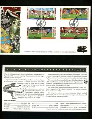 Historia Postal Guernsey FDC #566-569 Fútbol Fútbol Deportes Fútbol Europeo 1996 Foto 1 de 2
