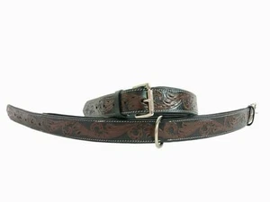 Shwaan Genuine Hand Tooled Leather Dog Collar Floral Pattern - Picture 1 of 9