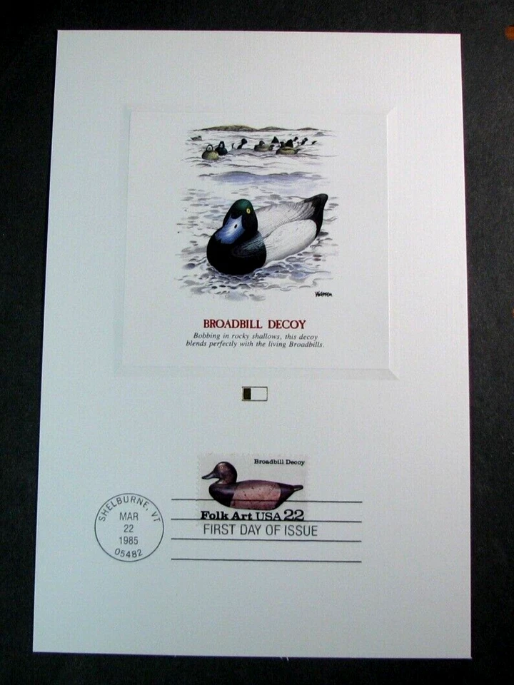 US Stamp FDC Scott# 2138 Broadbill-Duck Decoy Proof Card 1985 Used H315 - Image 1 of 1