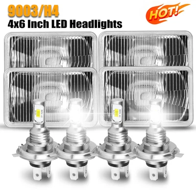 Faros rectangulares LED 4X6" 4 piezas haz alto/bajo H4 aptos para Dodge Diplomat 1977-1989 Foto 1 de 4