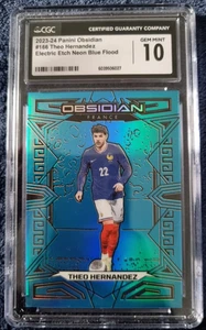 2023-24 Panini Obsidian - Theo Hernandez Neon Blue Flood Electric Etch Graded 10 - Bild 1 von 2