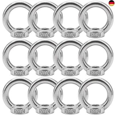 BREANIFULL 12 Stück Edelstahl M10 Ringmutter Ösenschraube Augenmuttern S - Bild 1 von 4
