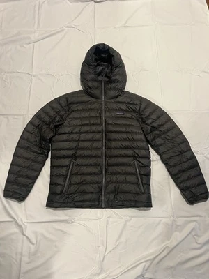 PATAGONIA HOMBRES Plumón Suéter Chaqueta con Capucha Puffer Cremallera - GRIS - GRANDE Foto 1 de 4