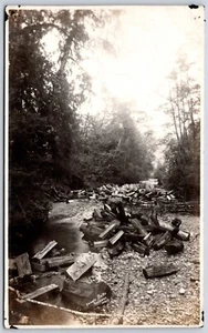Postcard RPPC c1910 Quilcene Washington Buterfield Shingle Co. Bolts of Shingles - Bild 1 von 2