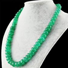 Green Emerald 670.00 Cts Earth Mined Round Shape Beads Single Strand Necklace