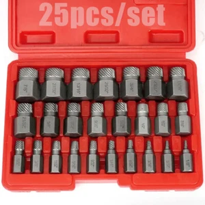 25Pcs Screw Extractor Set Hex Head Multi-Spline Easy Out Bolt Extractor Set NEW - Picture 1 of 11