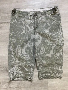 Columbia Capris Girls Youth 10 Green Floral Print Adjustable Waist Toggles - Picture 1 of 3
