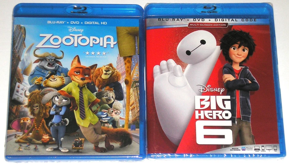 Disney Blu-ray DVD Lot - Big Hero 6 & Zootopia (NEW) - Image 1 of 1