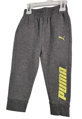 Pantalones deportivos Puma para niños pequeños grises y amarillos con logotipo talla 2T usados Foto 1 de 4