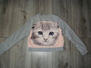 KATZE Jacke 158 H&M Cardigan Anorak Bomberjacke Mädchen grau rose Katzen - Bild 1 von 7