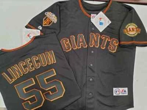 50616 Majestic San Francisco Giants BONDS POSEY LINCECUM REAL Jersey NWT BLACK - Picture 1 of 4