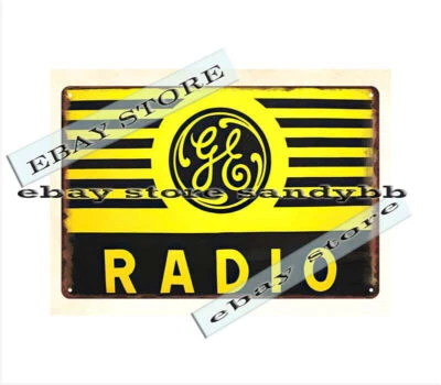 GE GENERAL ELECTRIC RADIOS metal tin sign brew pub decor - Image 1 of 4