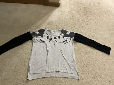 EUC GAP Kids Disney Girls Long Sleeve Gray/Black T-Shirt Top L(10) - Image 1 of 4