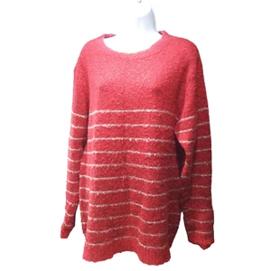 Easel Women's Small Sweater Red Striped Crew Neck Long Sleeves 100% Acrylic - Picture 1 of 9