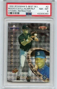 1996 BOWMAN'S BEST M.I. #2 CRAIG BIGGIO ROBERTO ALOMAR "ATOMIC REFRACTOR", PSA 8 - Picture 1 of 1