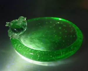 ARCHIMEDE SEGUSO VASELINA MURANO CRISTAL CONTROLADO BURBUJA CUENCO CON PÁJARO - Imagen 1 de 9
