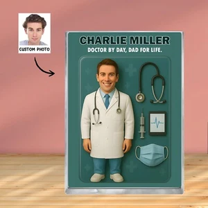 Arzt Papa Geschenk - individueller Foto Acryl Block - Vatertag - medizinisches Motiv - Bild 1 von 4