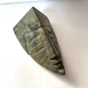 Vintage 6" Decorative Direct Stone Green Stone Mask Head Replica Artifact - Picture 1 of 4