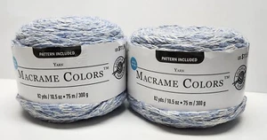 (2) Loops & Threads 'Cornflower Blue Marl' Macrame Color Yarn 10.5 oz 82 yds. - Picture 1 of 3