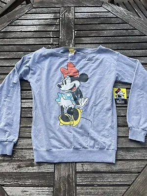 Disney Pullover Minnie Mouse Grey Gray Womens Junior Sweatshirt Small 3/5 • 20€