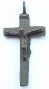 Ancient Old Catholic Bronze Cross Crucifix (Y24-07-02) - Picture 1 of 3