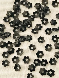 Sequins 4mm Black Gloss Tiny Flower Cup 3/16inch Choose Pack Size - Picture 1 of 2