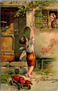 A MI VALENTINE - PFB 6247 - CAMPANA DE NIÑOS - 1907 POSTAL DE VACACIONES EN RELIEVE - Imagen 1 de 2