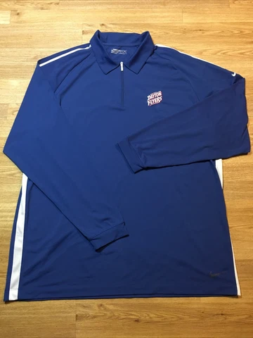 VTG Nike Dayton Flyers Shirt Sz 2XL XXL 1/4 Zip Nylon Polo Pullover NCAA Fit Dry Cover