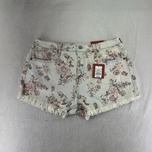 Pantaloncini jeans Mossimo nuovi con etichette rosa floreale crema effetto invecchiato frange donna 14 - Foto 1 di 11