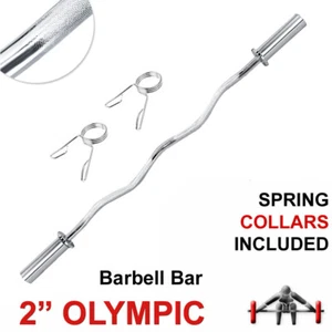 2" Olympic Barbell Bar Weight Lifting Gym Training EZ Curl Bars Collars 4ft New - Picture 1 of 12