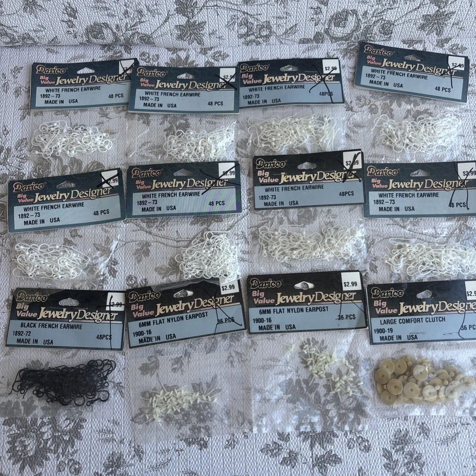Lote de 12 pendientes sin asas planos Darice Jewelry Designer blanco negro francés  Foto 1 de 4