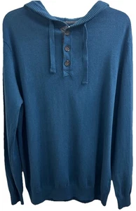 HAWKER RYE Herren (L) türkis Kaschmir & Baumwolle Pullover Hoodie Henley Pullover neu ohne Etikett - Bild 1 von 11
